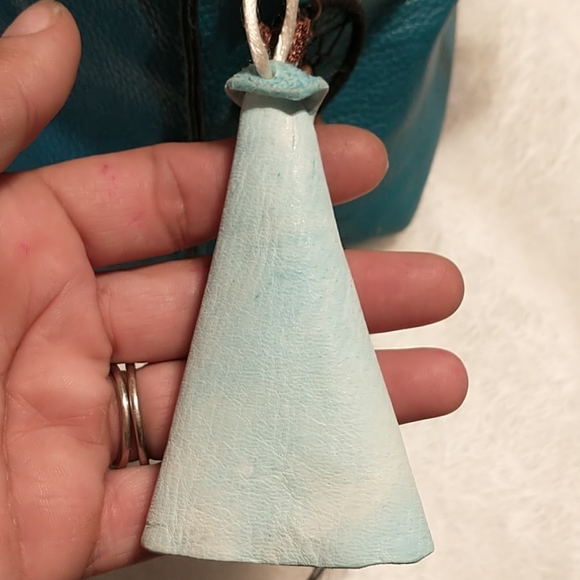 Unique 1 of a kind Leather Bag Charm/Key Chain - Teepee - Picture 3 of 4